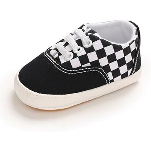 Clowora Unsex Baby Boys Girls Canvas First Walkers Shoes,Infant Non Slip Soft Sole Toddler Flat Lazy Loafers Sneaker