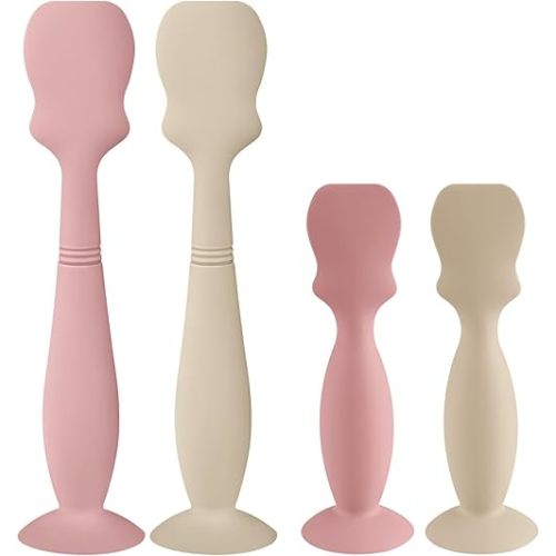 4 Pack Baby Diaper Cream Brush, Diaper Cream Spatula Applicator Silicone Baby Butt Paste Spatula for Babies, Newborn, 2 x Large Size, 2 x Small Size (2 x Sand, 2 x Blush)