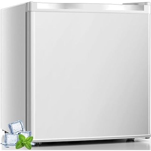 Antarctic Star Mini Fridge with Freezer, Rated 1.6 cu.ft, Small Upright Refrigerator with Removable Shelves, 7 Adjustable Thermostat, Low Noise for Bedroom/Apartment/Office,White