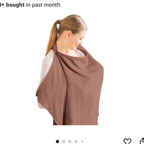 Konssy Muslin Nursing Cover for Baby Breastfeeding, Breathable 100% Cotton Breastfeeding Cover with Rigid Hoop for Mother Nursing Apron, Multi-use Carseat Canopy (Chestnut)