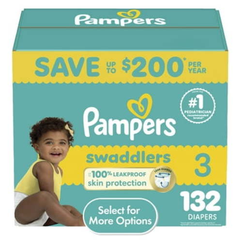 Pampers Swaddlers Baby Diapers Size 3, 132 Count (Select for More Options)