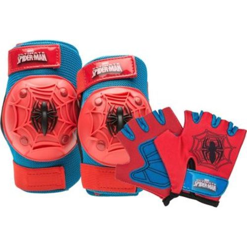 Spider-man Kids' Bike Pad And Glove Set - Blue/red