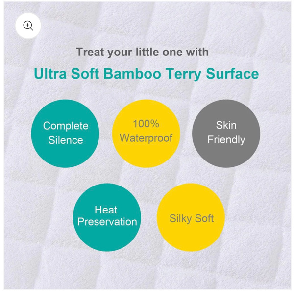 Waterproof Natural Bamboo Mattress Protector Compatible with Nestig Mini Crib - 2 Pack