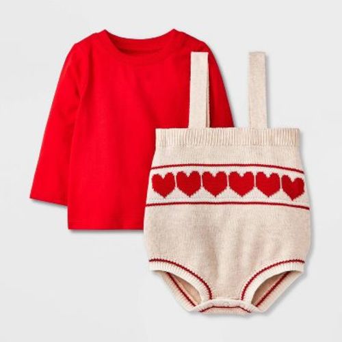 Baby Girls' Heart Sweater Set - Cat & Jack™ Red Newborn