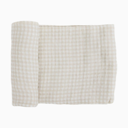 Cotton Muslin Swaddle Blanket - Tan Gingham