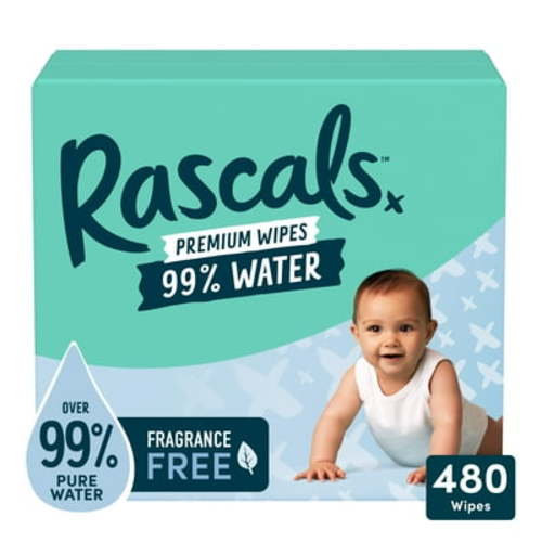 Rascals 99% Water Premium Baby Wipes s for all Skin, 120 Count (Select for More Options)
