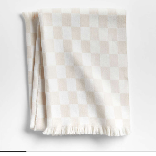 Natural Taupe Checkmate Baby Stroller Blanket by Leanne Ford
