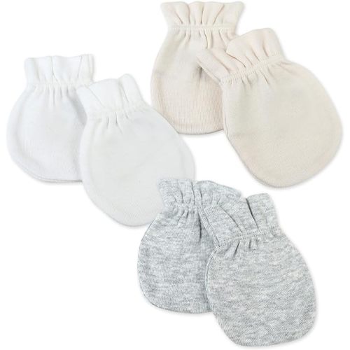 HonestBaby Multipack Baby Cap Hats and Mitts Sets No Scratch Mittens 100% Organic Cotton for Newborn Boys, Girls, Unisex - 3-pack Natural Ombre - One Size