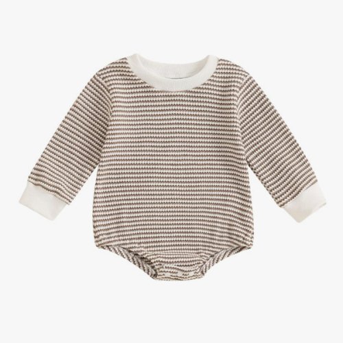 VISGOGO Unisex Baby Boy Girl Romper Waffle Newborn Infant Onesie Clothes Long Sleeve Bubble Oversized Romper Bodysuit Top