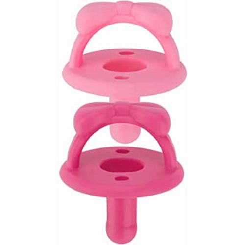 Itzy Ritzy Silicone Pacifiers for Newborn - Sweetie Soother Pacifiers Feature Collapsible Handle & Two Air Holes for Added Safety; for Ages Newborn and Up, Set of 2 in Cotton Candy & Watermelon