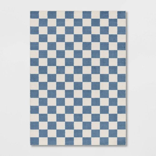 5'x7' Area Kids' Rug Checker Blue - Pillowfort™