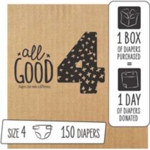 All Good Absorbent and Hypoallergenic Diapers, Size 4, 150 Ct