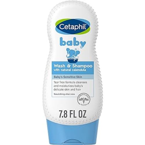 Cetaphil Baby Shampoo and Body Wash with Organic Calendula, Tear Free, Hypoallergenic, Ideal for Everyday Use, Dermatologist Tested, 7.8oz