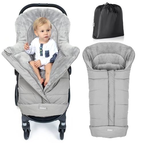 Orzbow Warm Bunting Bag Universal,Stroller Sleeping Bag Cold Weather,Waterproof Toddler Footmuff (Light Grey, Large)