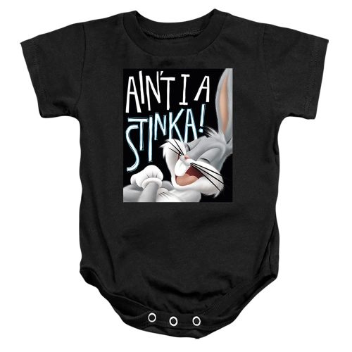Looney Tunes Bugs Bunny Ain't I A Stinka! Unisex Infant Snap Suit for Baby (12 Months) Black