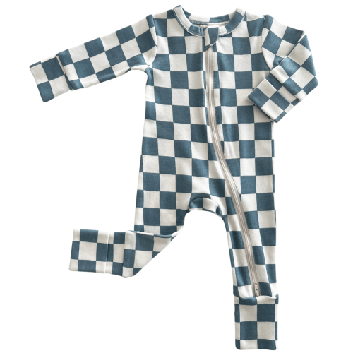 Blueberry Muffin Checkerboard / Organic 2-Way Zip Romper
 – SIIX COLLECTION