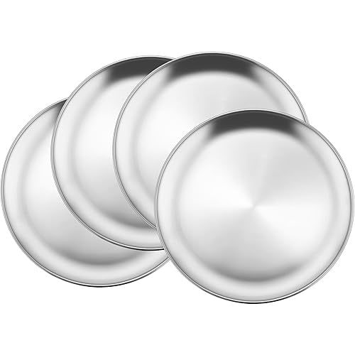 4-Piece 18/8 Stainless Steel Plates, 9 Inch