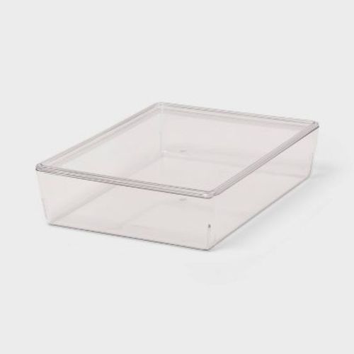 6L Stacking Clear Bin with Lid - Brightroom™: PET Material, Stackable Storage for Crafts & Cleaning Supplies