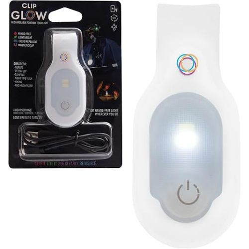 Clipglow Nurse Light Clip On Nursing Night Shift Light, Bright, Lightweight Magnetic, Portable, USB Rechargeable Flashlight for Badge, 8-10 Hours Battery|4 Light Settings 10-25 Lumens Nurse Gift|White