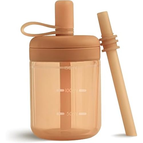 Moonkie Baby Straw cup | Silicone Toddler Sippy Cup Training Cup with Straw Lid | BPA-Free Drop-Proof Baby Cup | Baby Led Weaning | 6 Months+, 5 oz, 1pack