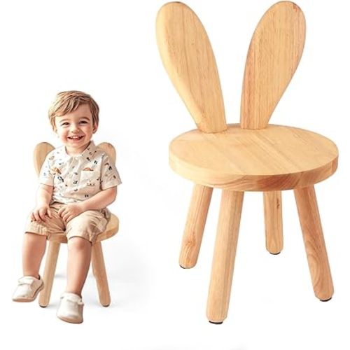 Wooden Step Stool Children Toddler Chair Kids Desk Chair with Non-Slip Foot Mat Wood Wax Oil Craft Sensory Table for Kids Playroom Classroom Boys Girls Age 2+ Size:10" L X 10" W X 18" H