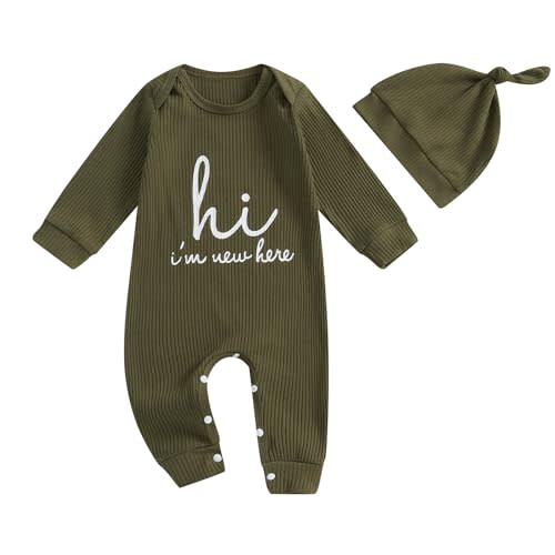 MERSARIPHY Newborn Baby Boy Girl Clothes Hi I'm New Here Coming Home From Hospital Outfits Gender Neutral One Piece Romper