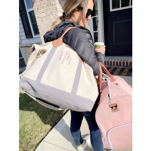 Personalized Canvas Weekender Bag | Monogram Canvas Overnight Bag | Monogram Hospital Bag | New Mom Baby Gift