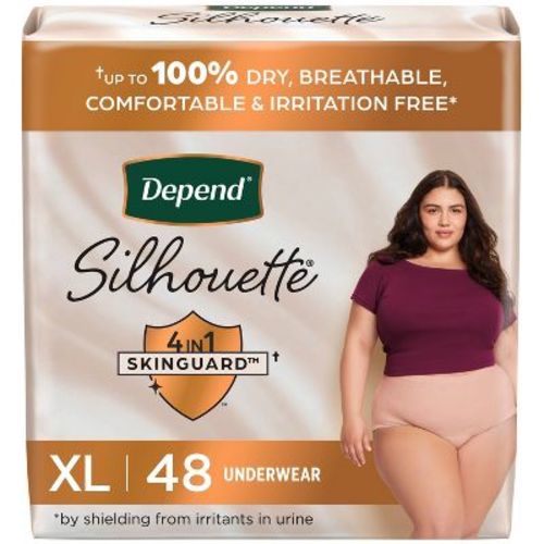 Depend Silhouette Incontinence & Postpartum Underwear For Women - Maximum Absorbency - Xl - Pink - 48ct