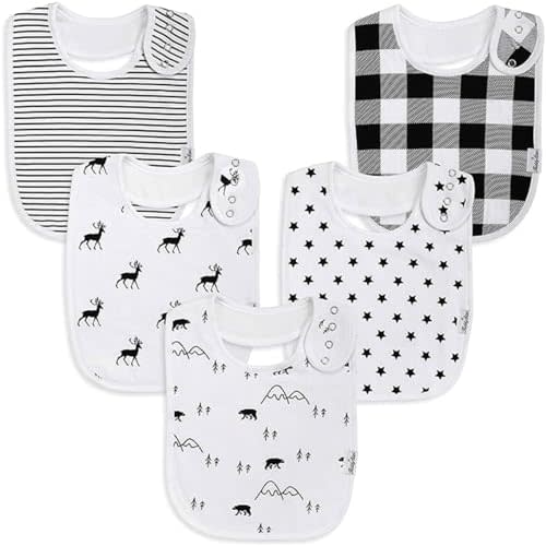 KiddyStar Premium Drool Bibs – Organic Cotton, 2 Layers, Absorbent, Adjustable, Soft Bandana Bibs for Toddlers