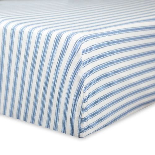 Honest Baby Organic Cotton Fitted Crib Sheet - Blue Ticking Stripe