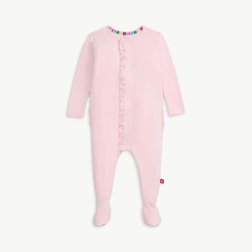 pink dogwood RightFit™ magnetic parent favorite footie with ruffles – Magnetic Me