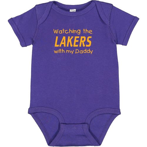 Watching the Lakers with my Daddy Baby Boy Bodysuit Outfit Romper Gift (6 Months)