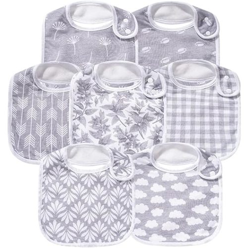 7 Pack Baby Cotton Absorbent Bibs for Drooling Teething