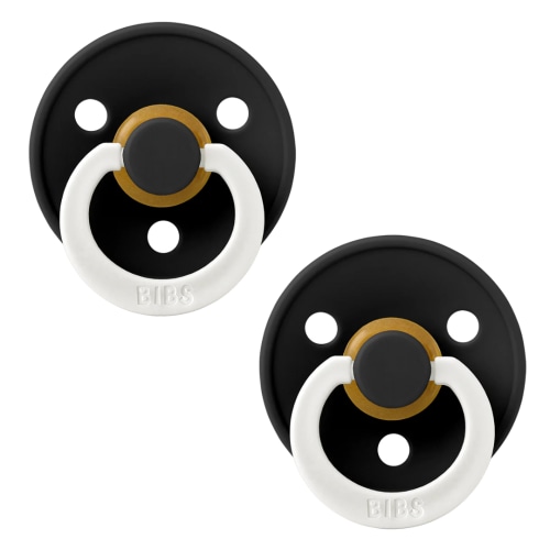 BIBS Natural Rubber Round Pacifier 2-pack | Black GLOW | Black GLOW - ZukaBaby