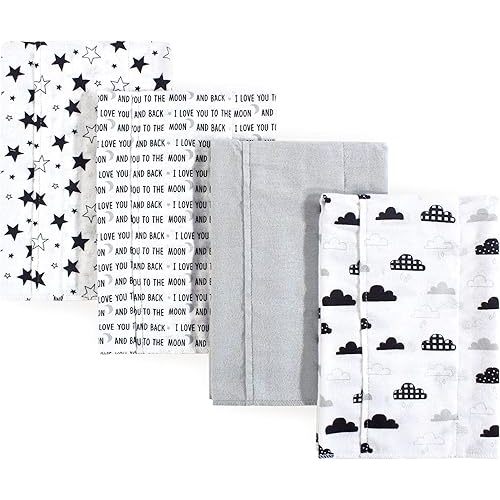 Hudson Baby Unisex Baby Cotton Flannel Burp Cloths, Moon And Back, One Size