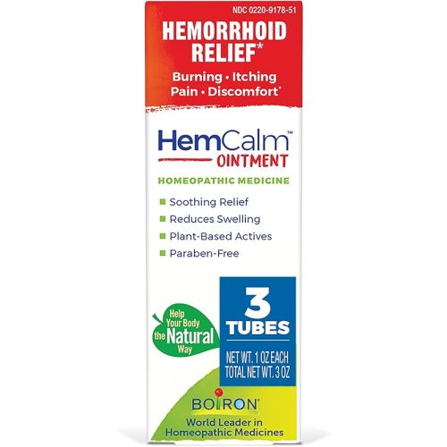 Boiron HemCalm Ointment for Hemorrhoid Relief of Pain, Itching, Swelling or Discomfort - 3 oz (3 Pack of 1 oz)