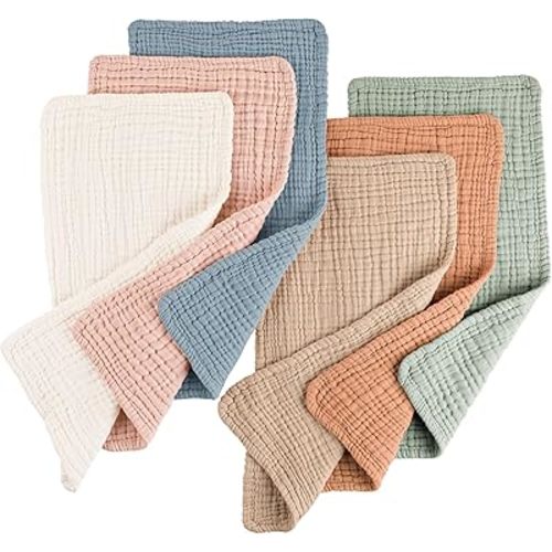 Konssy Muslin Baby Burp Cloths Sets for Unisex- 6 Pack Large 100% Cotton Burping Clothes for Newborn,Baby Girls and Boys