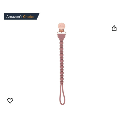 Itzy Ritzy Silicone Pacifier Clip 100% Silicone Pacifier Strap with Clip Keeps Pacifiers, Teethers & Small Toys in Place Features One-Piece Design & Silicone Cord, Rosewood