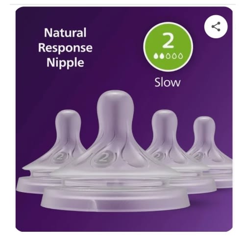 Philips Avent Natural Response Nipple, Slow Flow (Flow 2), 4-Pack, SCY962/44