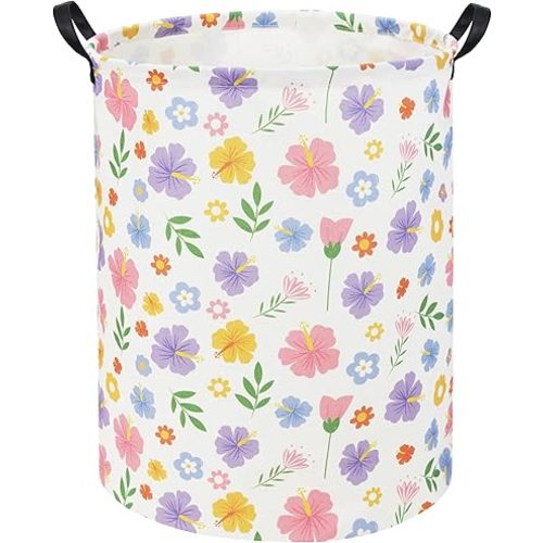 Flower Kids Laundry Basket Baby Hamper Toy Storage Bin for Boys Room Decor Baby Nursery Hamper Gift Baskets for Bedroom Bathroom(Flower)