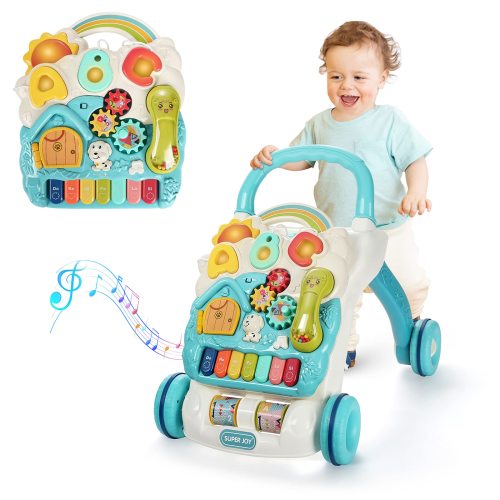 Super Joy Sit to Stand Learning Walker, 3 in 1 Baby Learning Walkers & Removable Play Panel,Early Education Activity Center with Lights, Music Learning Toys Birthday Gift for Baby Boys Girls