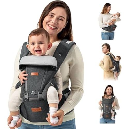 besrey Baby Carrier Hip Seat for Dad, Baby Carrier Newborn to Toddler, Front Summer Infant Carrier, Plus Backpack Carrier, Men Holder, Harness for Carrying Infant, Happy Mom Hip Carrier with Strap