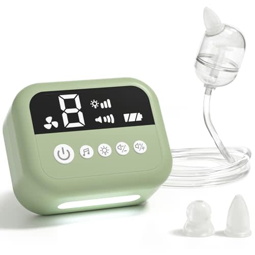 HEYVALUE Hospital Grade Nasal Aspirator for Baby, Nose Sucker with 9 Levels Suction, Night Light and Nursery Rhyme Soothing, Electric Nose Suction for Baby with Food-Grade Silicone Tips, Green