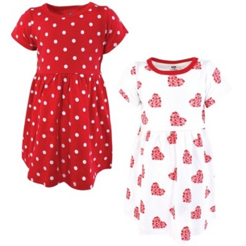 Hudson Baby Girls Cotton Dresses, Valentine Hearts, 6-9 Months