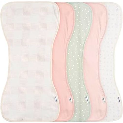 Gerber Baby Unisex Burp Cloths 5-Pack, Pink, Size 10.5" x 21"