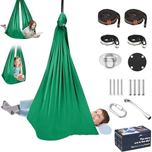 Sensory Swing, Hammock, Balancoire Sensorielle Enfant, Sensory Toys, Indoor or Outdoor Swing/Hammock, High Density Fabric Swing, Sensory Swing Kids Indoor, Autism Sensory Products, Sea Green