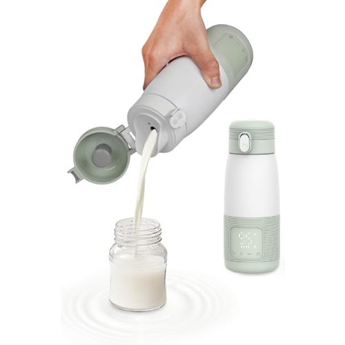 Portable Milk Warmer for Baby,Travel Bottle Warmer for Baby Breastmilk, Baby Formula On The Go, Fast Warming & Precise Temp Control, USB Rechargeable Bottle Warmer for Travel, Car, Outdoors,12OZ