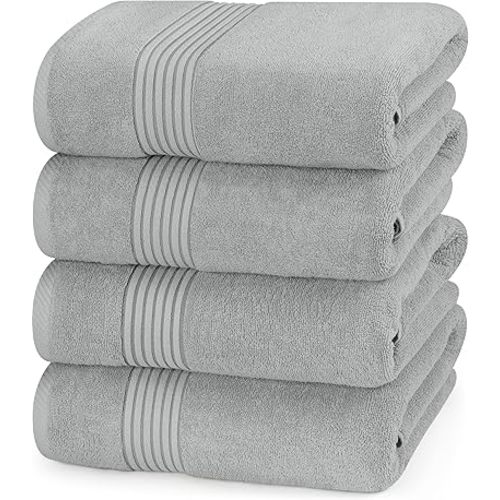 Utopia Towels 4 Pack Bath Towels Set, 27 by 54 Inches, 100% Ring Spun Cotton, Quick Dry, Highly Absorbent, Soft Feel Towels, Perfect for Daily Use, Cool Grey