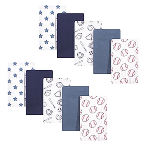 Hudson Baby® 10-Pack Baseball Flannel Burp Cloths