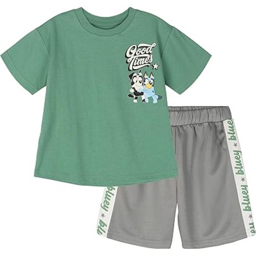 Bluey T-Shirt and Mesh Shorts Outfit Set Infant to Big Kid Sizes (12 Months - 10-12)